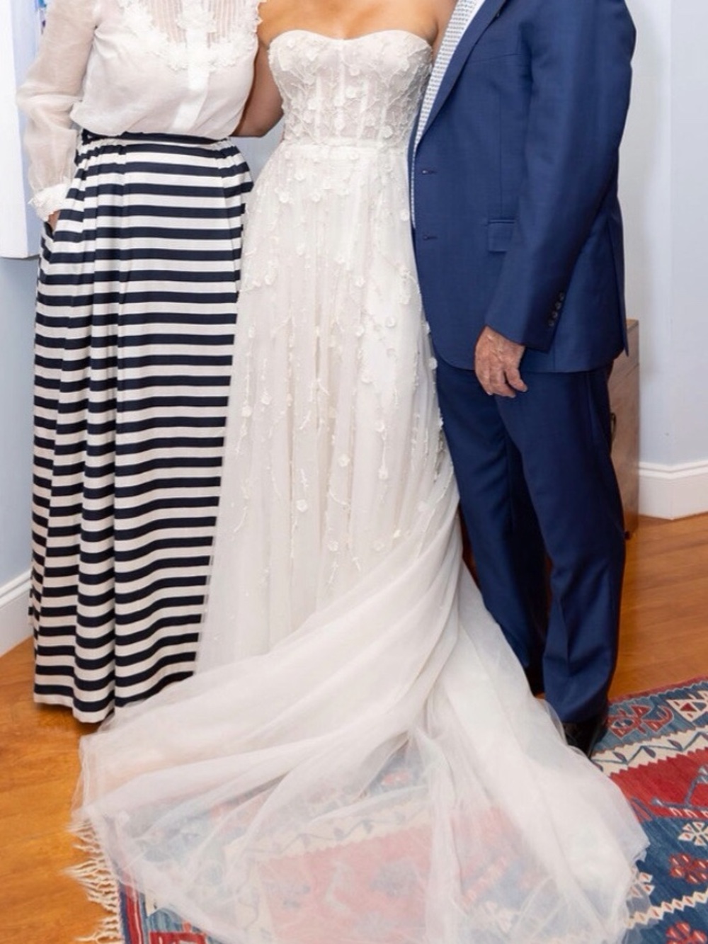 Reem Acra White Floral Beaded Tulle Wedding Dress